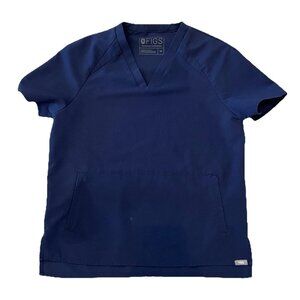 Figs Women’s Kangaroo Pocket Scrub Top Size XS W19SW1011 Navy Blue Medical